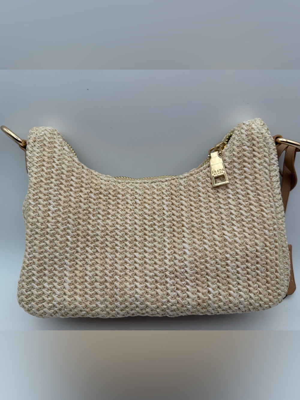Source Unknown Prada Milano Beige Woven Crossbody Bag with Pouch - Picture 4 of 6